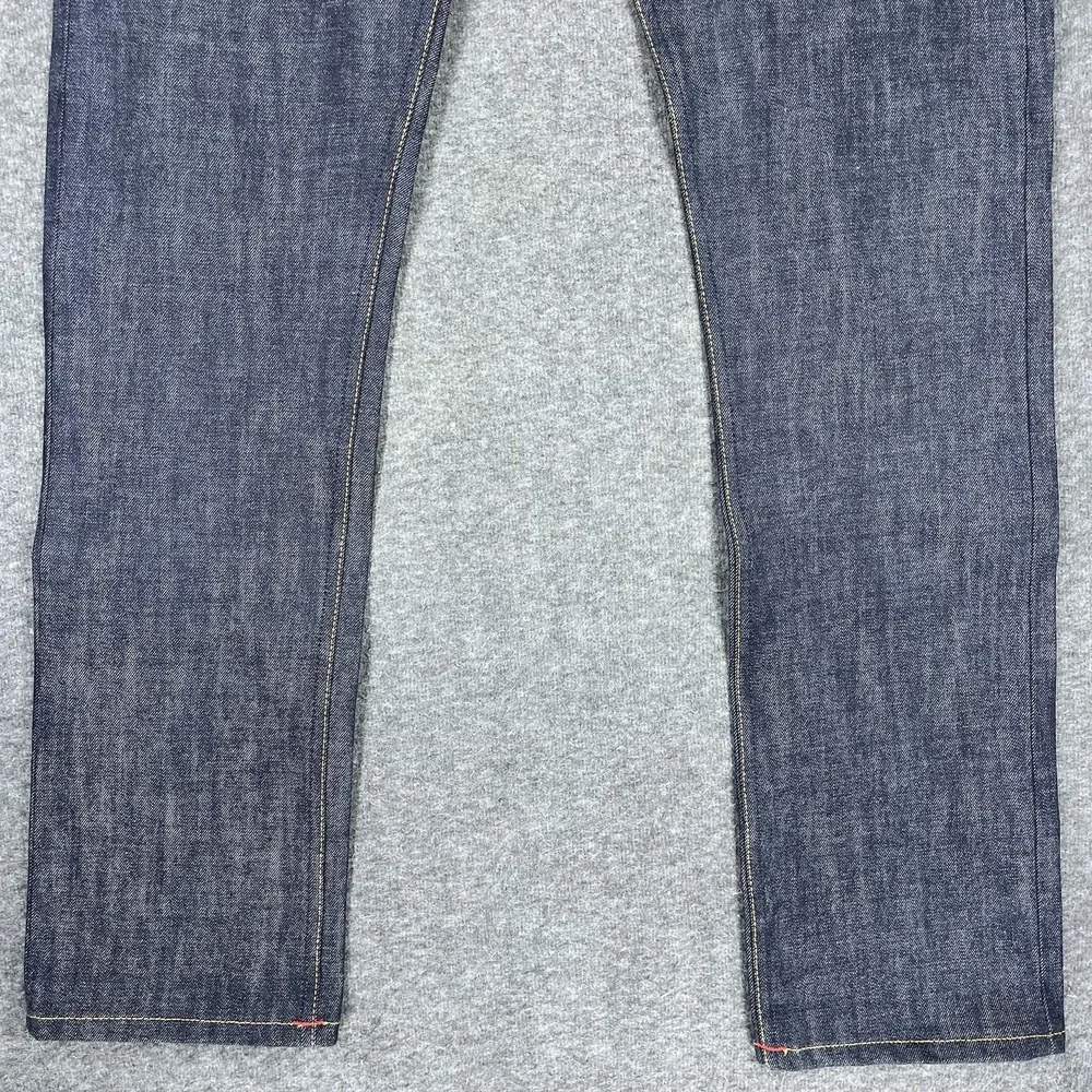 Gustin Jeans Mens 33x36 Blue Slim Fit Button Fly Indigo Raw Selvedge Denim